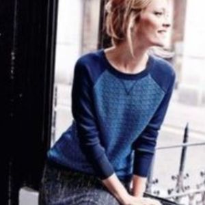 Boden Navy & Blue Wool Tweed Sweater Sz 8